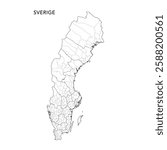 Geopolitical Vector Map of the Kingdom of Sweden (Sveridge) with Municipalities (Kommuner) and Counties (Län) Administrative Subdivisions as of 2025 - Sweden