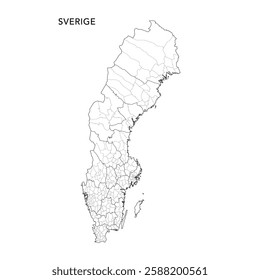 Geopolitical Vector Map of the Kingdom of Sweden (Sveridge) with Municipalities (Kommuner) and Counties (Län) Administrative Subdivisions as of 2025 - Sweden