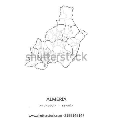 Geopolitical Vector Map of the Province of Almería (Andalusia) with Jurisdictions (Partidos Judiciales), Comarques (Comarcas) and Municipalities (Municipios) as of 2022 - Spain