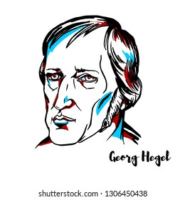 Georg Hegel engraved vector portrait with ink contours. German philosopher and an important figure of German idealism.