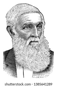 George Bancroft, 1800-1891, war ein amerikanischer Historiker und Staatsmann, berühmt für seine Geschichte der Vereinigten Staaten, Vintage-Linie Zeichnung oder Gravitation Illustration