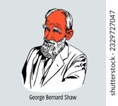 George Bernard Shaw was an Irish playwright and novelist, one of the most famous Irish literary figures. Hand drawn vector illustration.
