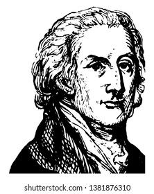 George Clymer, 1739-1813, he was an American politician, signer of the declaration of Independence representing Pennsylvania, and founding father of the United States, vintage line drawing