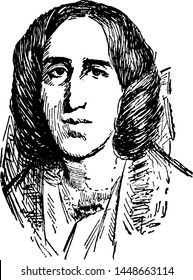 George Eliot (Mary Ann Evans), vintage illustration