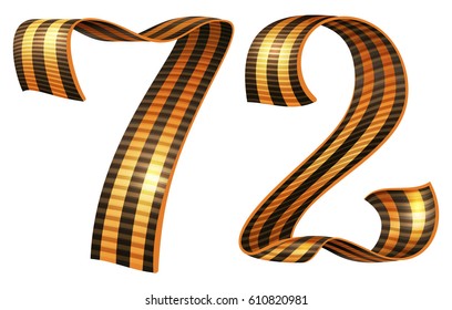 George ribbon shape number 72 anniversary Victory Day. Isolated on white vector illustration