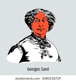 George Sand is a French writer. Hand drawn vector illustration