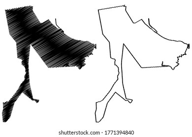 George Town City (Malaysia, Penang State) map vector illustration, scribble sketch City of Penang Island map
