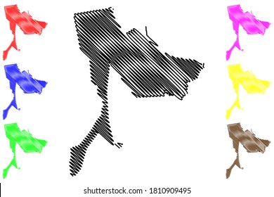 George Town City (Malaysia, Penang State) map vector illustration, scribble sketch City of Penang Island map