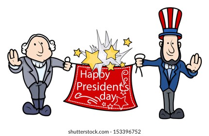 George Washington & Abraham Lincoln Greets - Presidents Day Vector Illustration