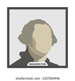 George Washington, American soldier, statesman, and Founding Father, first president of the United States. Stylized vector portrait on white background