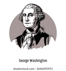 George Washington is an American statesman and politician, the first President of the United States of America, one of the Founding Fathers of the United States. Hand drawn vector illustration