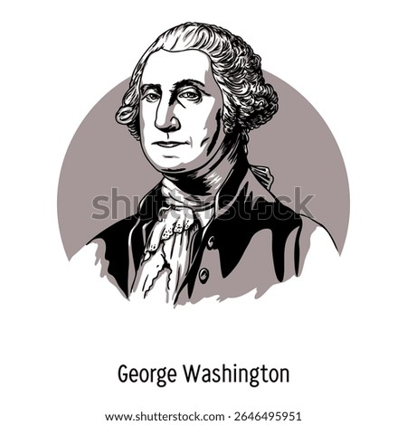George Washington is an American statesman and politician, the first President of the United States of America, one of the Founding Fathers of the United States. Hand drawn vector illustration