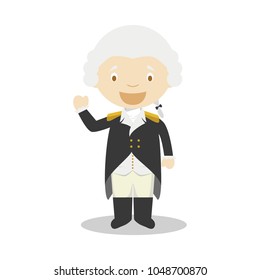 George Washington cartoon character. Vector Illustration. Kids History Collection.