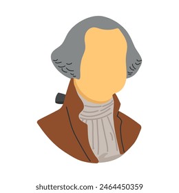 Ilustración vectorial aislada del logotipo del avatar del Clipart del icono de George Washington