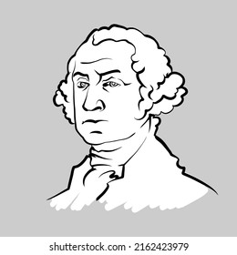 George Washington modern vector drawing. Hand-drawn outline sketch. Drawing for use on any marketing project and for resale as print.
