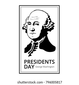 George Washington silhouette to Happy Presidents Day - National american holiday. Vector illustration isolated on white background. Perfect to use for advertising design and other creative projects