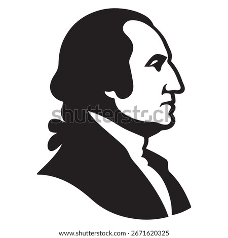 George Washington Silhouette Vector, Founding Father Profile Illustration Clipart