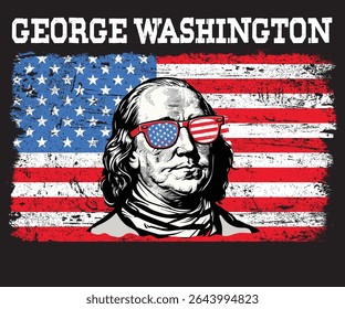 George Washington and USA Flag Vector
