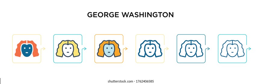 George washington vector icon in 6 different modern styles. Black, two colored george washington icons designed in filled, outline, line and stroke style. Vector illustration can be used for web, 