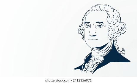 Imagen vectorial de George Washington de fondo, banner y afiche.Ilustración vectorial con color azul, fondo blanco y área de copia