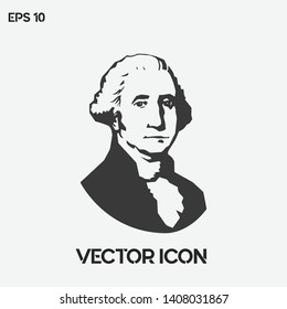 George Washington vector portrait illustration. American 1st president George Washington vector icon. Judge symbol icon. Premium quality.