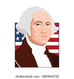 Retrato vectorial de George Washington sobre fondo blanco, ilustración de vectores de feriado nacional de los Estados Unidos