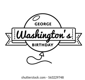 George Washingtons Birthday Emblem Isolated Vector Illustration On White Background. 22 February USA Patriotic Holiday Event Label, Greeting Card Decoration Graphic Element