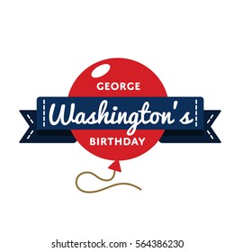 George Washingtons Birthday Emblem Isolated Vector Illustration On White Background. 22 February USA Patriotic Holiday Event Label, Greeting Card Decoration Graphic Element