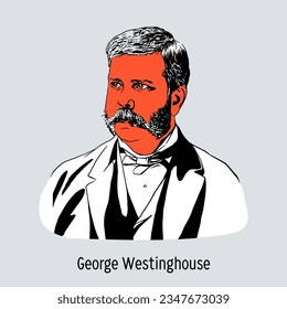 George Westinghouse was an American industrialist, engineer and entrepreneur. Hand drawn vector illustration