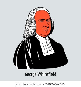 George Whitefield war ein englischer Prediger, einer der Gründer und Anführer der protestantischen Methodistischen Kirche. handgezeichnete Vektorgrafik