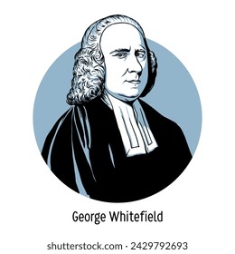 George Whitefield was an English preacher, one of the founders and leaders of the Protestant Methodist Church. Hand drawn vector illustration