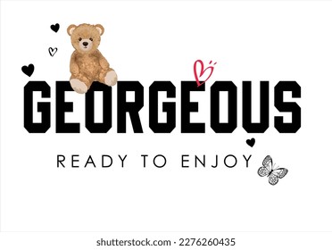 Lema georgiano con estilo vectorial de oso de peluche
