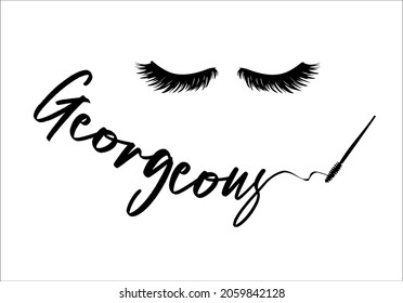 georgeous slogan text with lashes vector art