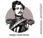 Georges Charles Dantes was a French officer best known for his role in the conflict with Alexandre Dumas. Hand drawn vector illustration