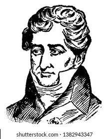 Georges Cuvier, 1769-1832, he was a French naturalist and zoologist, famous as the Father of Palaeontology, vintage line drawing or engraving illustration