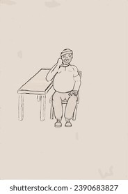 Georges el novato está sentado y esperando