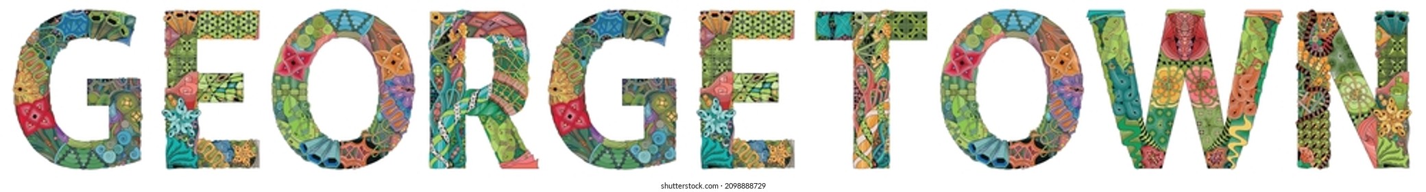 Georgetown is a city and the capital of Guyana. Vector decorative zentangle object for decoration