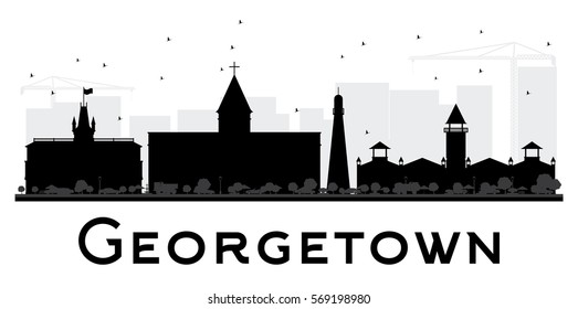 Georgetown City skyline black and white silhouette. Vector illustration. Simple flat concept for tourism presentation, banner, placard or web site. Cityscape with landmarks.