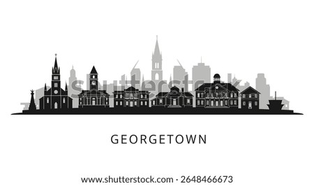 Georgetown Skyline Silhouette Minimalist CIty.