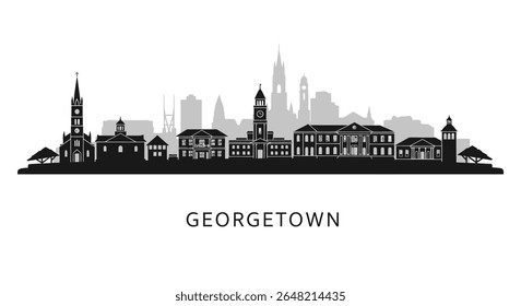 Georgetown Skyline Silhouette with Washington DC.