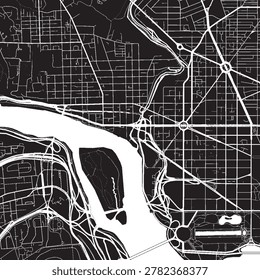 Georgetown Washington DC Vector Map, Detailed District Street Map Black and White Minimalist Line Art