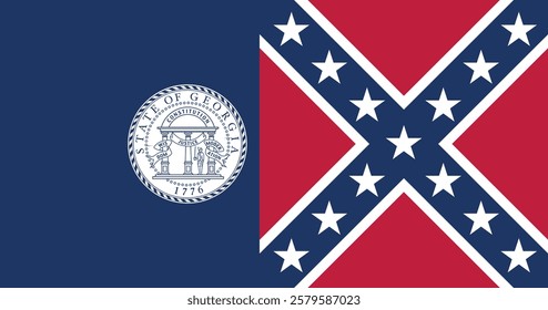 Georgia (1956-2001) Flag Vector Illustration Premium Quality