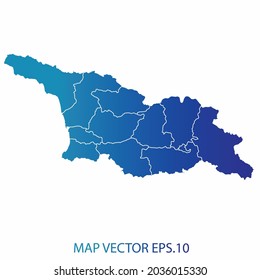 Georgia 2 map, blue gradient color , infographic style , on white background with Map World. Wire frame 3D mesh , map 3D,
