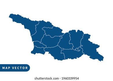 Georgia 2 map vector, blue color . on white background. vector eps 10.