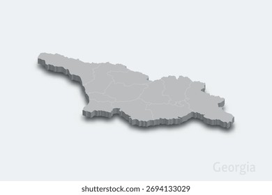 Georgia 3d isometric map with borders regions