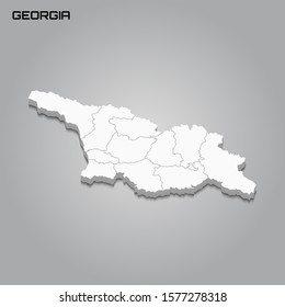 Georgia 3d map with borders of regions. Vector illustration