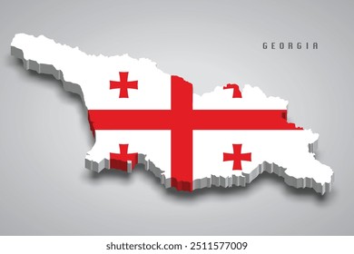 Mapa 3d da Geórgia com bandeira nacional sobre fundo cinza