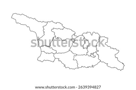Georgia administrative map outline isolated white background
