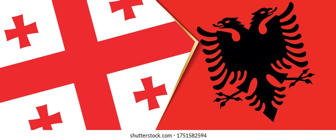 Banderas de Georgia y Albania, dos banderas vectoriales símbolo de relación o enfrentamiento.