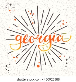 Georgia. American state. Lettering. Modern calligraphy. Hand drawn vector illustration.